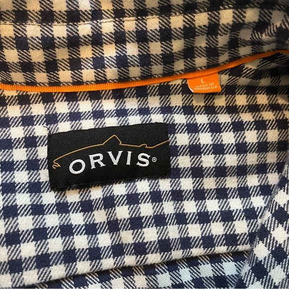 Orvis Navy/White Ghingham Check Flannel Shirt, Sz L - Picture 15 of 15
